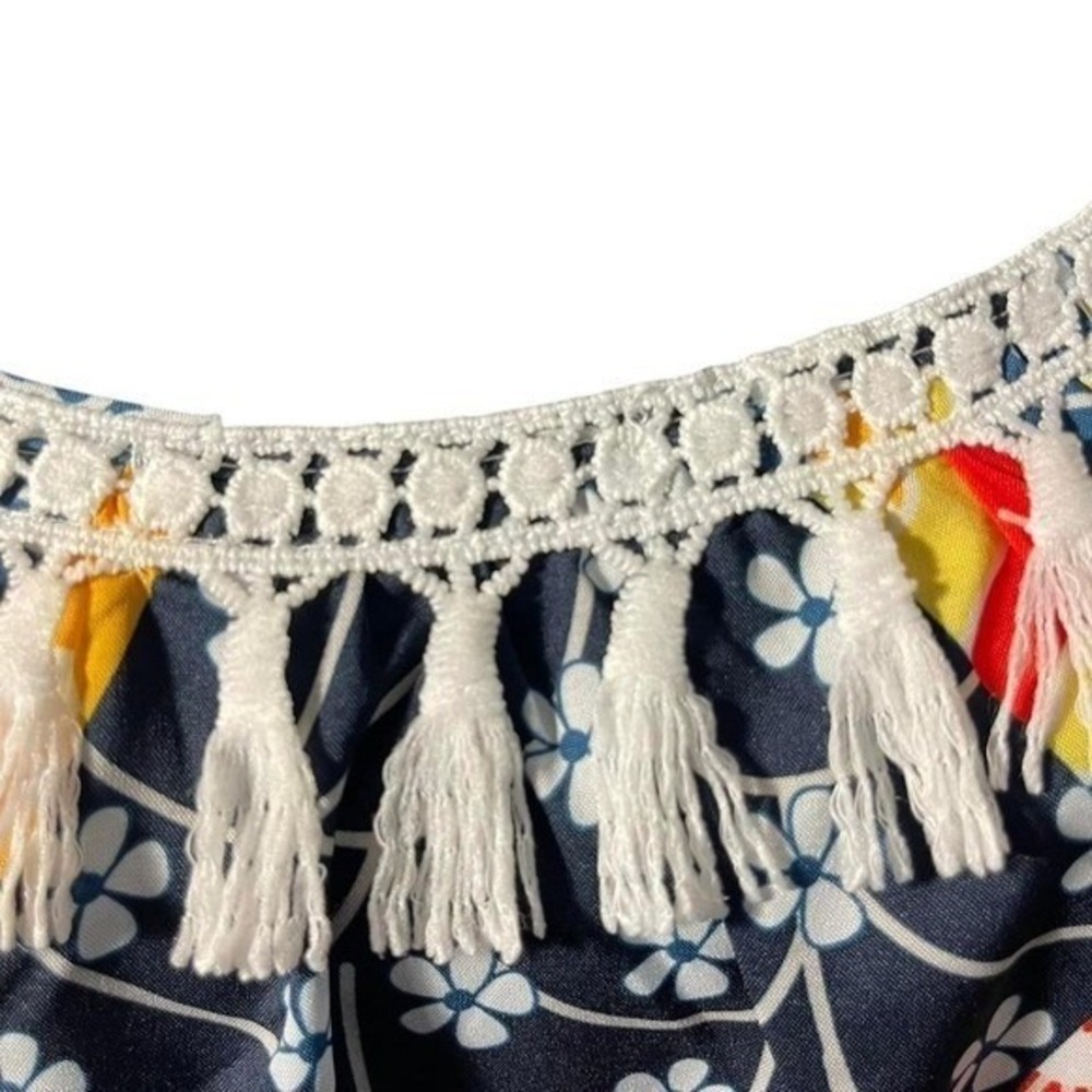 Boho patchwork off shoulder dress with fringe hem. 2XL - Picture 5 of 5